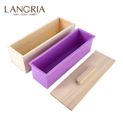 1200g/900g Soap Loaf Mold Wooden Box DIY Making Tool Rectangle Silicone Soap Moulds Wooden Box with Lid Eco-friendly